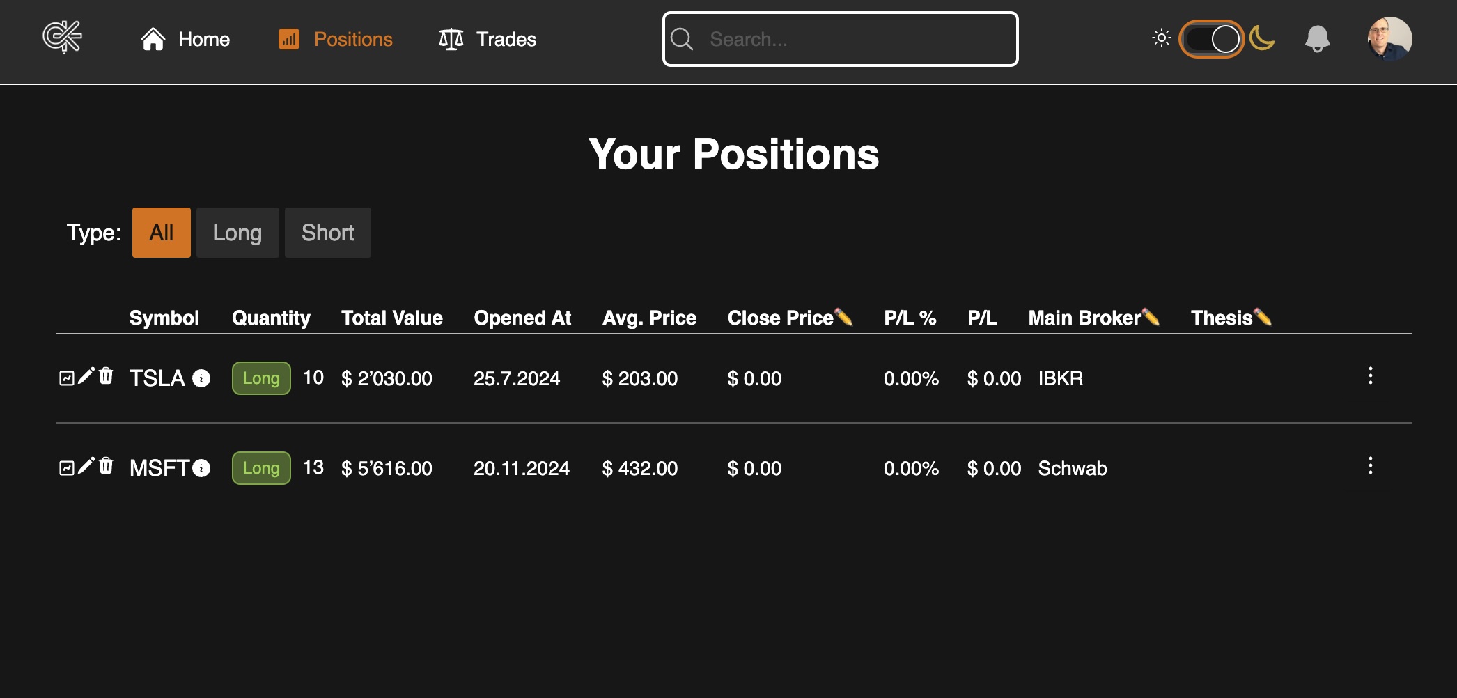 CKTrade project I created
